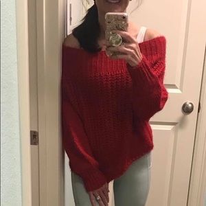 Red “off the shoulder” Sweater